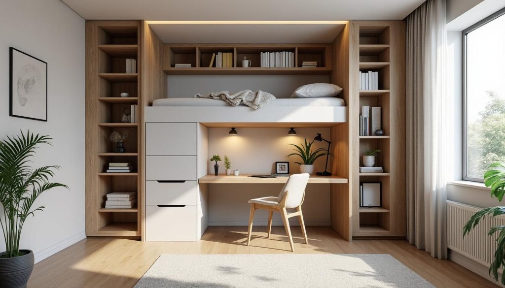 découvrez nos meubles gain de place pour optimiser chaque mètre carré de votre chambre et créer un espace à la fois pratique et élégant.